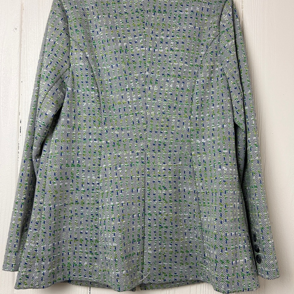 CAbi Women's Presentations Blue&Green Textured Blazer Size M 90s Bold Colors - Picture 2 of 11